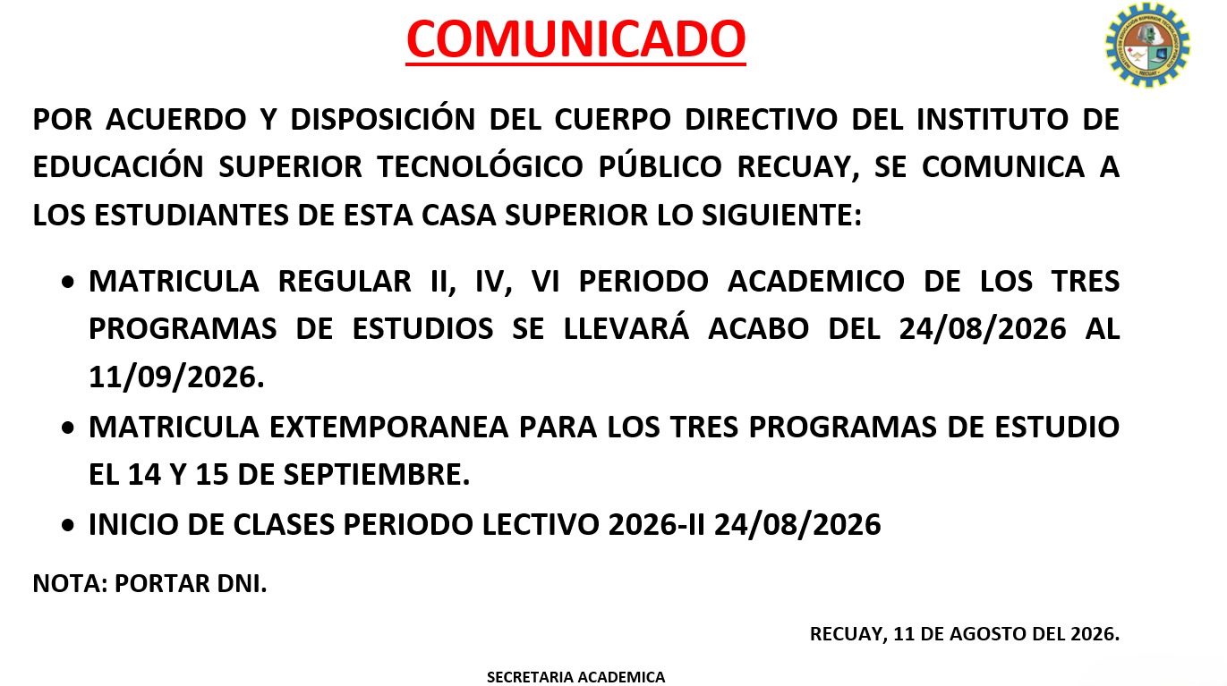 Comunicado Matrícula 2026